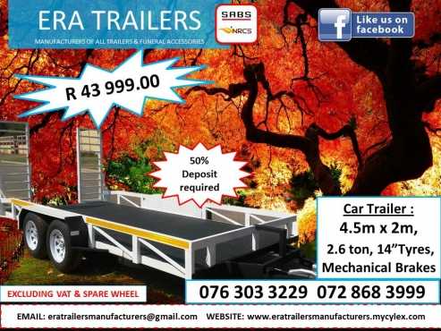 CAR TRAILER FOR SALE. SABS APPROVED