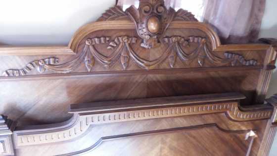 Carved Antique Walnut Double Bed