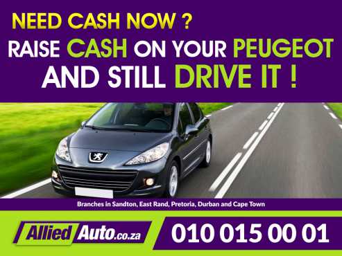 Cash for your Peugeot Raise cash on your Peugeot and still drive it