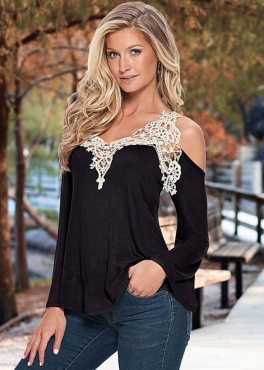 Casual Off Shoulder Long Sleeve lace tops