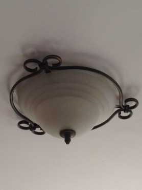 CEILING LIGHT. 530mm DIAMETER WITH SANDED GLASS FINISH.