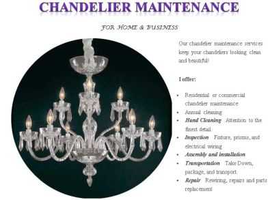 Chandelier MaintenanceRepair-  Home and Business