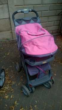 Chariot pink and grey pram for sale