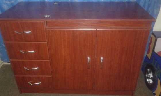 cherry wood drawer and cupboard set