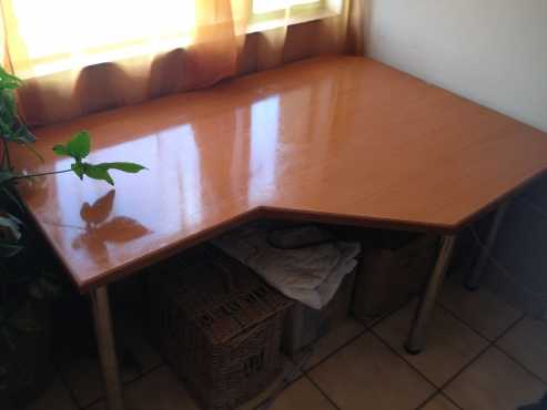 Cherry wood Office Deskwith metallic chrome legs