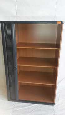 Cherry wood roller door cabinet