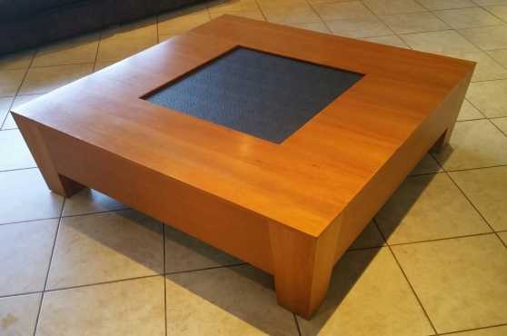 Cherrywood Coffee Table with Ostrich Skin Inset