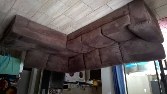 Chocolate brown suede corner suite