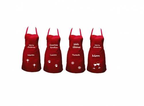 Christmas aprons personalised with your name