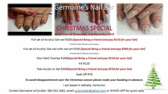 Christmas Special ACRYLIC or GEL Nails From R150 Centurion, Valhalla