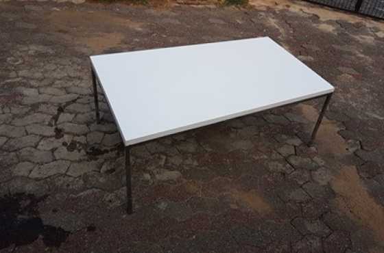 Chrome table with white top coffee table