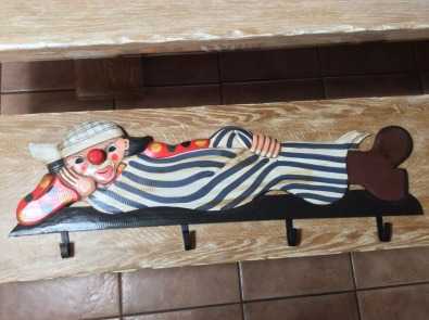 CLOWN wooden coat rack