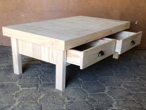 Coffee table Farmhouse series 1400 with 2 drawers Raw