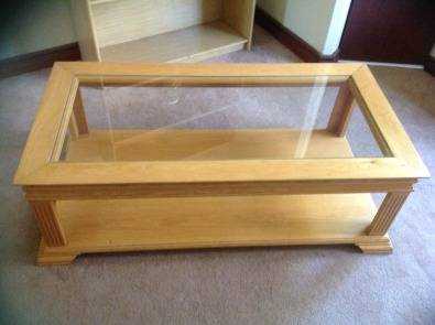 Coffee table - Solid Oak, glass top