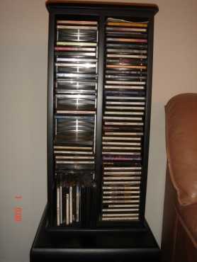 Compact Disc Rack, solid black wood and very well made