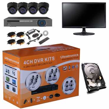 Complete 4 Channel D.I.Y CCTV Kit with HD Indoor Cameras plus 500 GB Hard Drive and 18.5 Inch Mon.