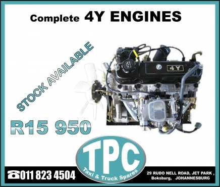 Complete 4Y ENGINE In Stock at TPC- New Replacement Taxi Parts
