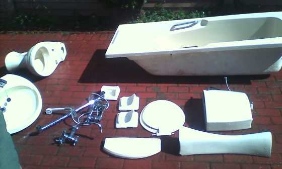 Complete bathroom set beige with taps