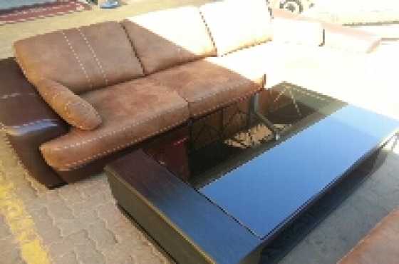 Corner brown couch plus 2 seater for sale