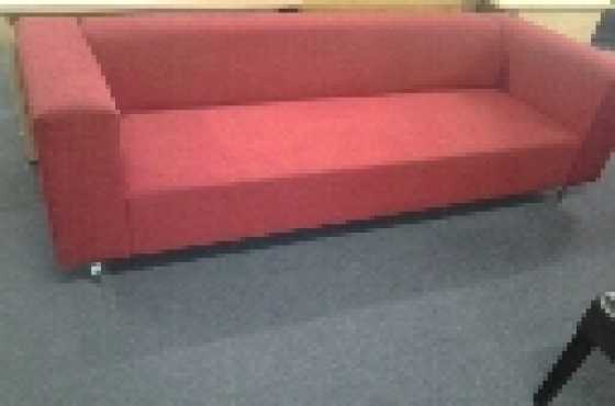 Couch red material 3 seater for sale