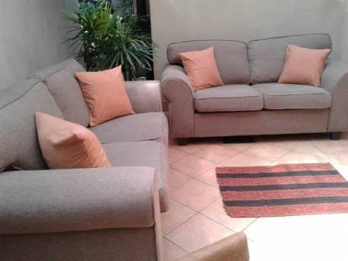 COUCH SET 2 PIECE. GRAFTON EVEREST. STONE COLOUR. 2 x 2.5DIV COUCHES