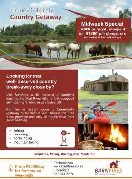 COUNTRY GETAWAY - SELFCATERING FARMHOUSE ON THE VAAL