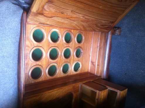 Custom made solid Rhodesian Teak liquor cabinet with wine rack  R6500  Contact No 0786758814