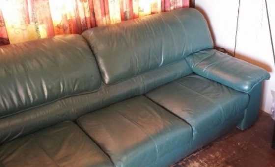 Dark green leather couch