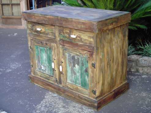 Dark Pine Distressed Kitchen Cupboard