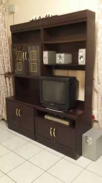 Dark Wooden Two Piece TV Cabinet very good condition