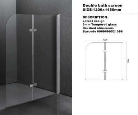 DBL BATH SCREEN 1200X1450MM SILV