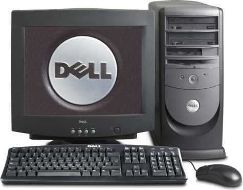 dell desktop pc with screen and keyboard