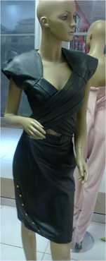 Designer Black Leather Dress