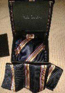 designer tie, cufflinks and handkerchief