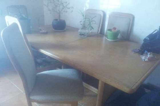 Dining room suite, 6 seater with chairs and large coffee table.