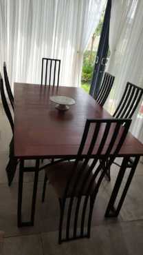 DININGROOM SUITE. TABLE amp 6 x CHAIRS. Solid wood top (African Rose Wood)