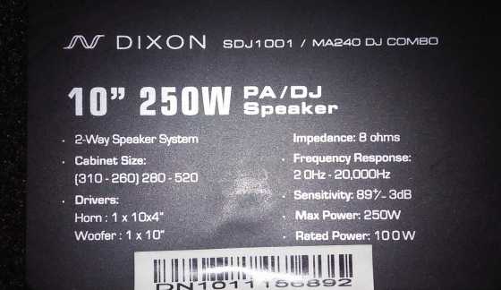 Dixon 10039039 sub wooferspeakers