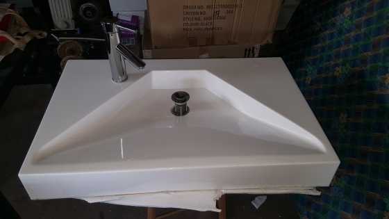 Double Basin Vanity with Glass Top, basins , taps , pop up plugs plus extras