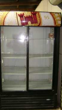 Double door beverage fridge