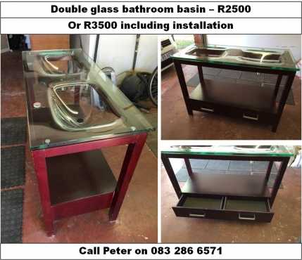 Double glass bathroom basin