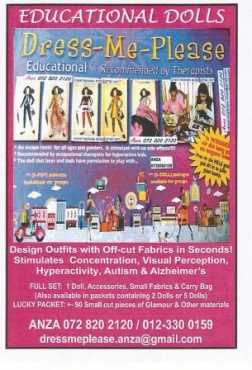 DRESS ME PLEASE EDUCATIONAL DOLLS ..1 Full Doll SetR150 10 Full Dolls sets  R140 each