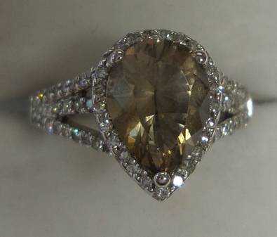 dress ring smokey topaz, diamonds, 9ct, 3.1gr