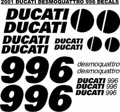 Ducati 996 graphics kit decals stickers sets