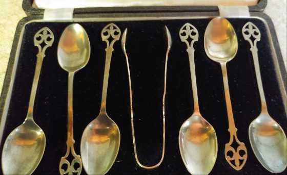 Electro nickel plated silver 6 spoon set