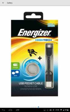 Energizer Pocket Micro USB Cable white - Brand New.