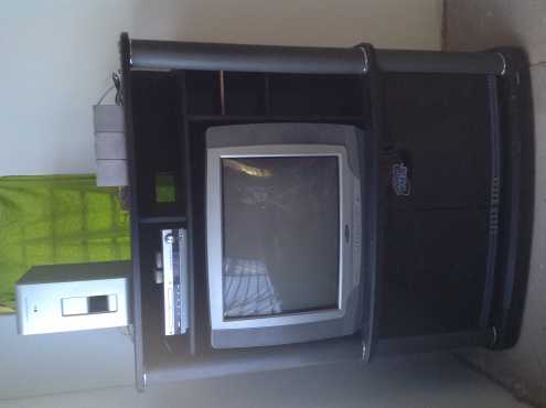 Entertainment unit with TV and DVD player