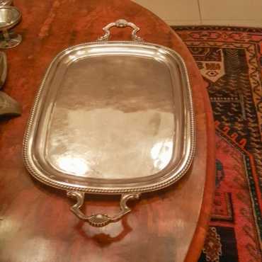 EPNS Silver Plated tray, elegantly Edwardian, good condition, small blemish R1,200 incl deliv 2door