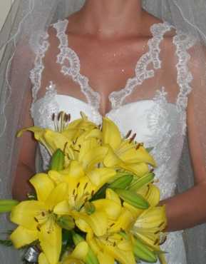 EXCLUSIVE DESIGN SIZE 32 WEDDING DRESS R5000.00 (COST R13000)