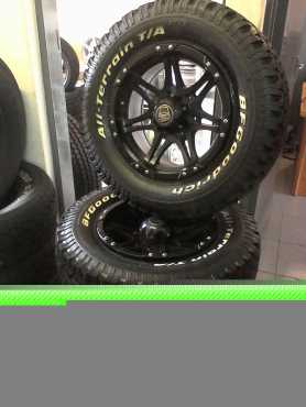 Festive special 4x 16 black mags 6holes with 4x brand new bf Goodrich tyres 2457016