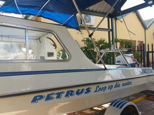 Fishing boat and trailer with 65cc Suzuki motor for sale